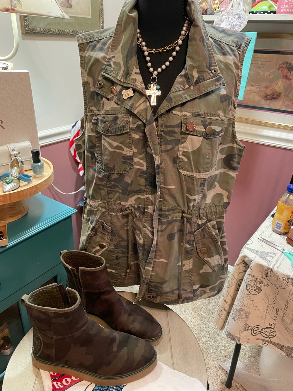 Camo Utility Vest C Charlotte Russe